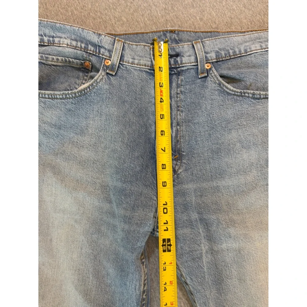 Levis 505 Regular Fit Straight Leg Light Wash Denim Jeans Mens 36x34